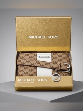 Belt bag Michael Kors Tan/Brown MK Logo Adjustable Belt Bag with Silver Charm